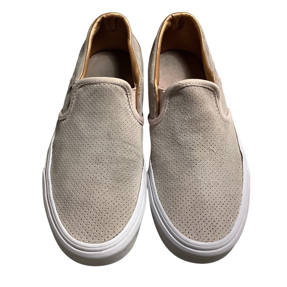 Vans Women's Beige Slip-On Sneakers, Size 7